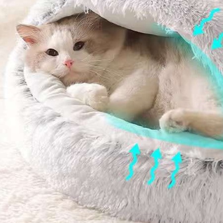 もこもこ猫ベッド ぬくぬく眠り