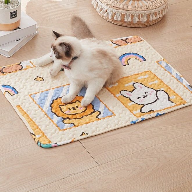 猫ベッド かわいい動物柄の夏用ひんやり猫用クールマット