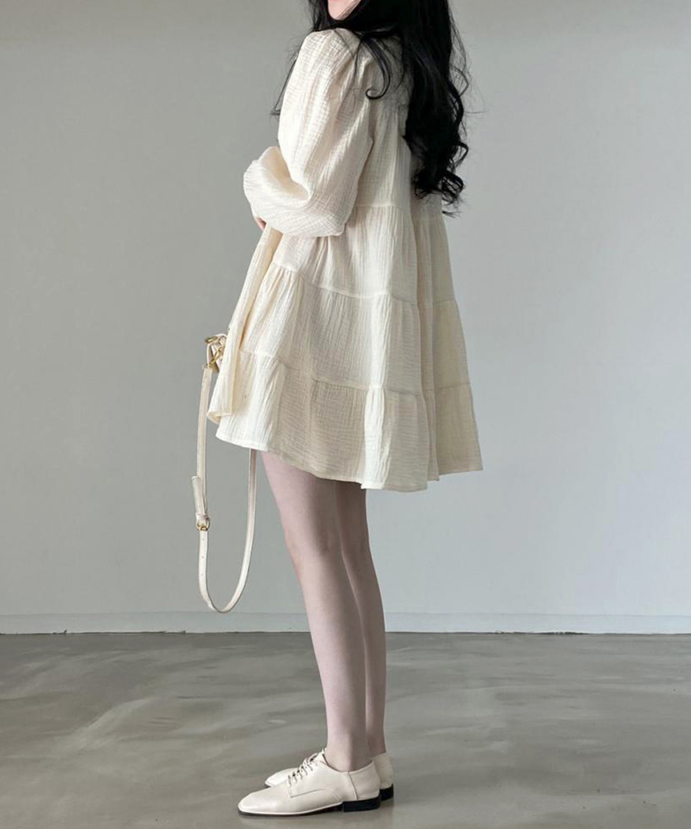 ティアードフリルミニワンピース長袖