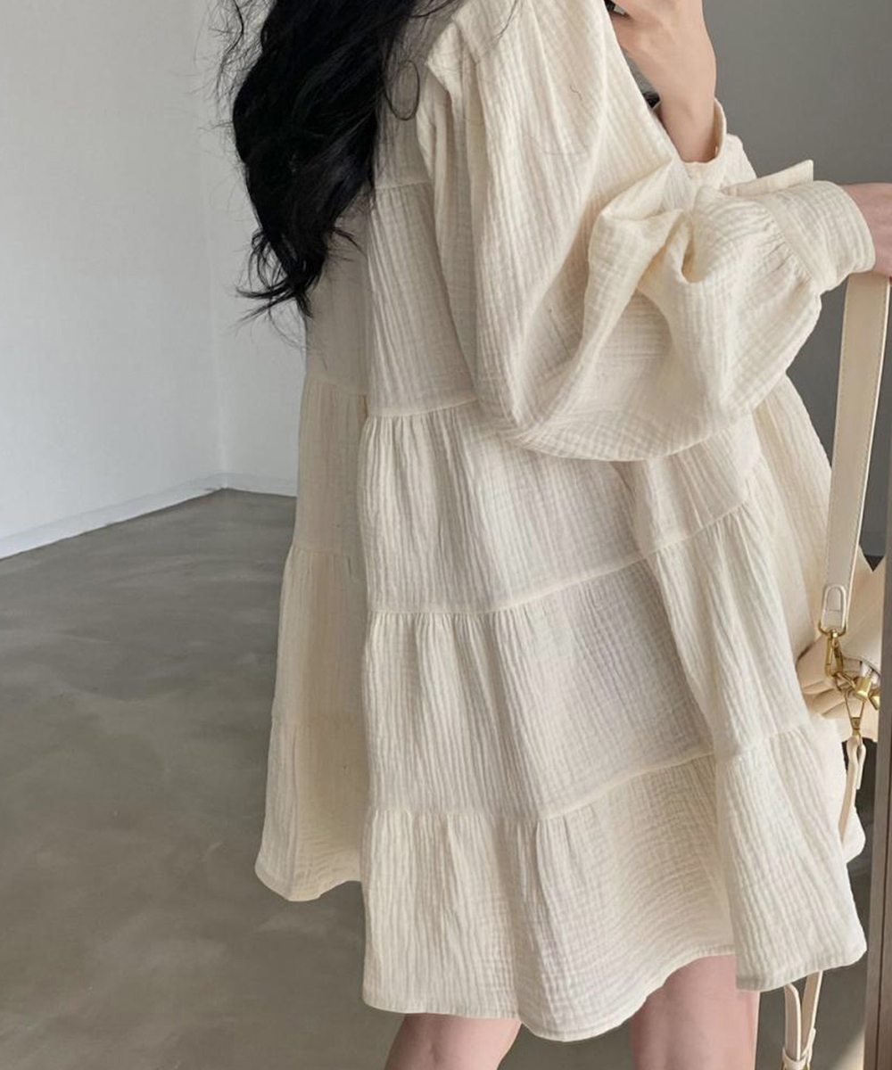 ティアードフリルミニワンピース長袖