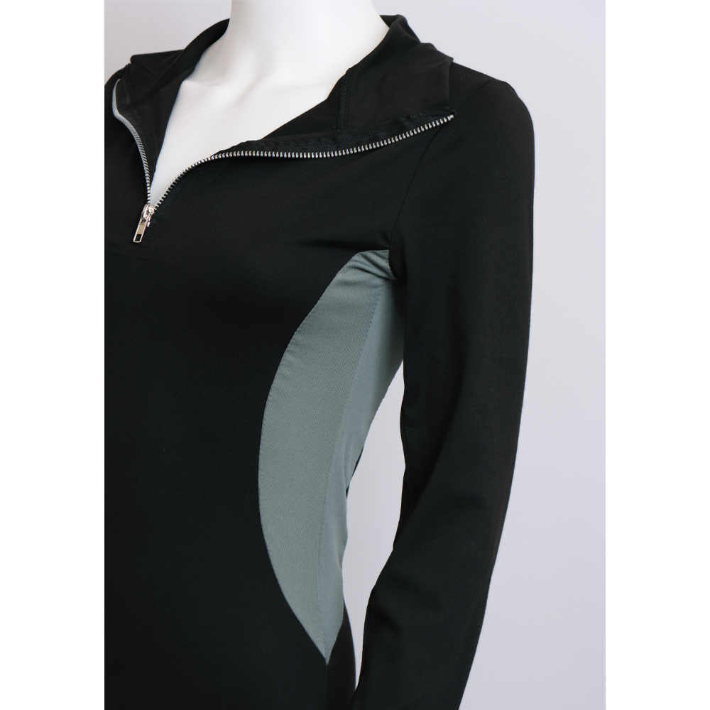 ハーフジップ長袖タイトミニワンピース