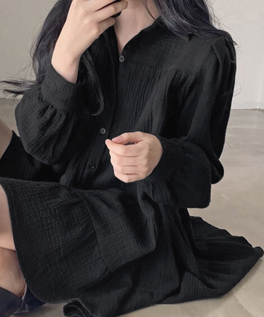 ティアードフリルミニワンピース長袖