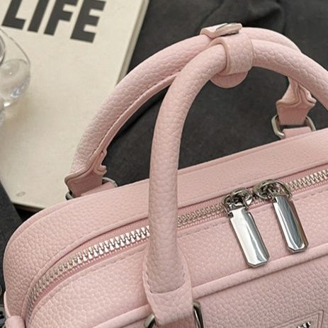 ミニバッグ 型押し合成皮革ボストン型ミニバッグ