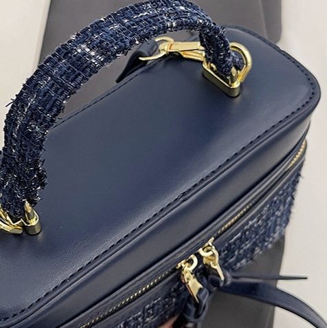 ミニバッグ ツイード切替バニティ型ハンドバッグ