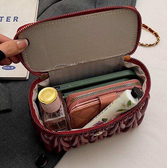 ミニバッグ ギャザーデザイン金具付きハンドルミニバッグ