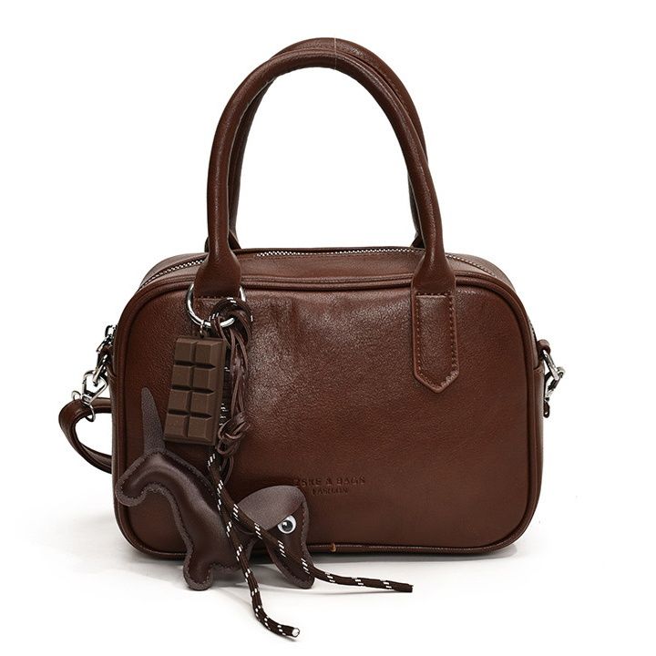 ミニバッグ 上品なラウンドフォルム二層式ミニボストンバッグ