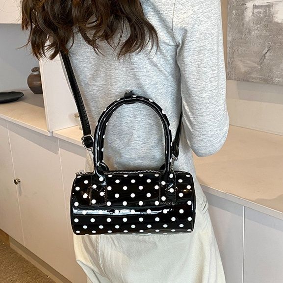 ミニバッグ ミニバッグ 水玉模様の筒型ミニボストン