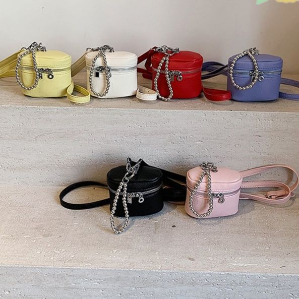 円筒型ミニバッグ レディース 斜めがけ 上品チェーン付き