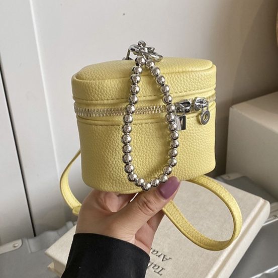 円筒型ミニバッグ レディース 斜めがけ 上品チェーン付き