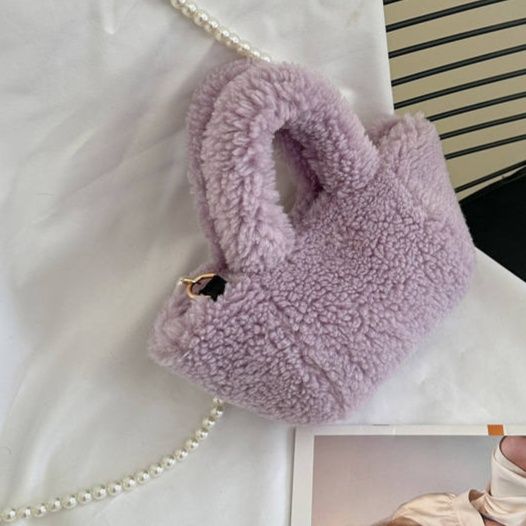 ふわふわ手触り斜めがけミニバッグ秋冬手提げ