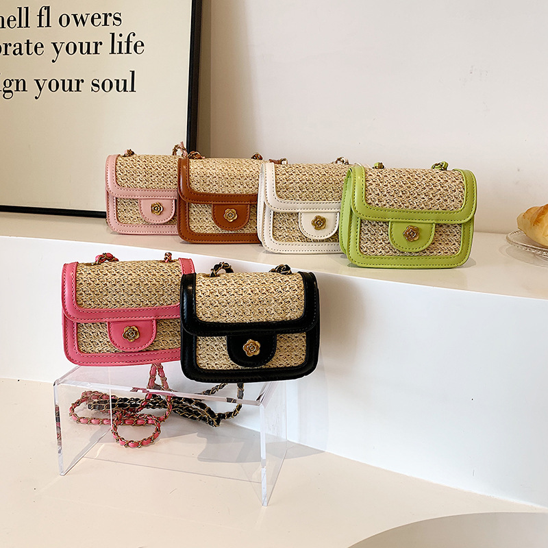 ミニバッグ 子供用ショルダーバッグ かわいい編み込みミニバッグ 全6色