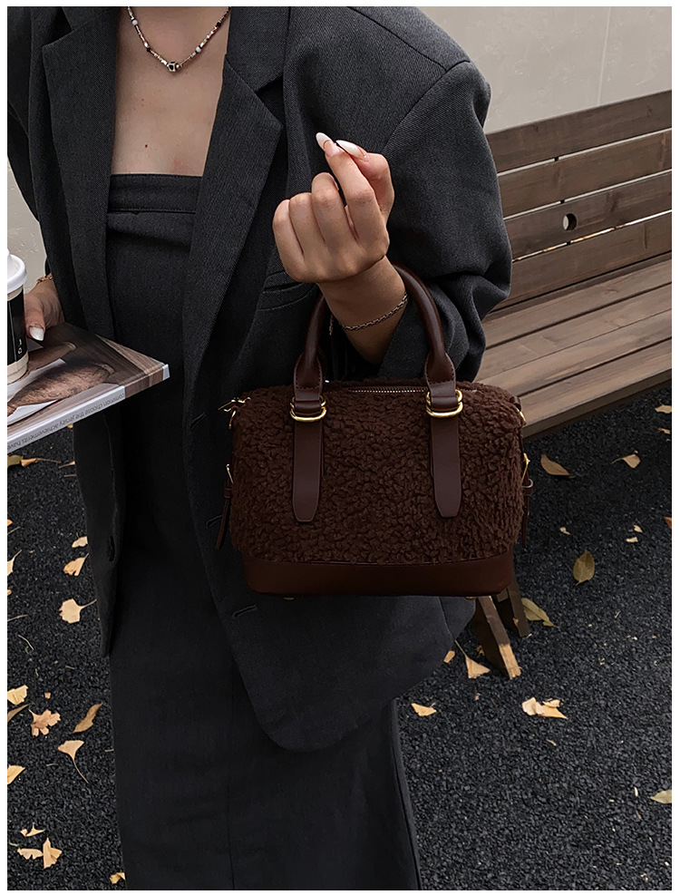 ミニバッグ レディース ボア素材 もこもこ可愛いミニボストンバッグ