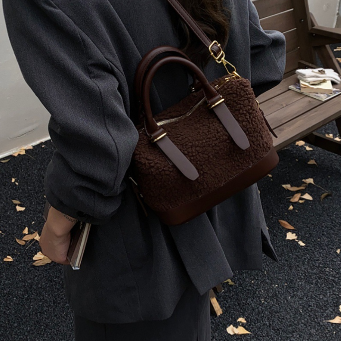 ミニバッグ レディース ボア素材 もこもこ可愛いミニボストンバッグ