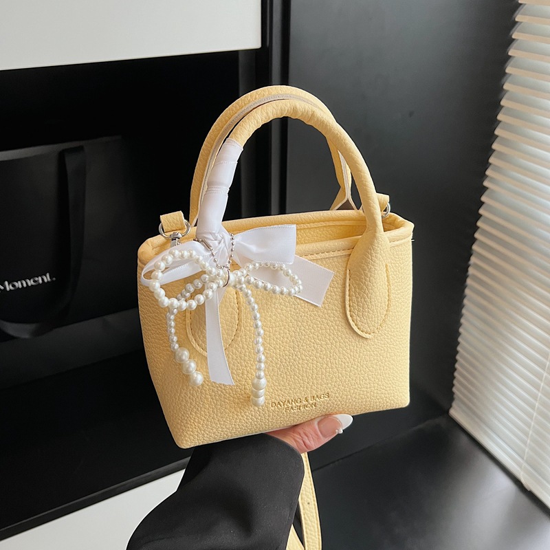 ミニバッグ パール装飾リボン付きレディースミニハンドバッグ