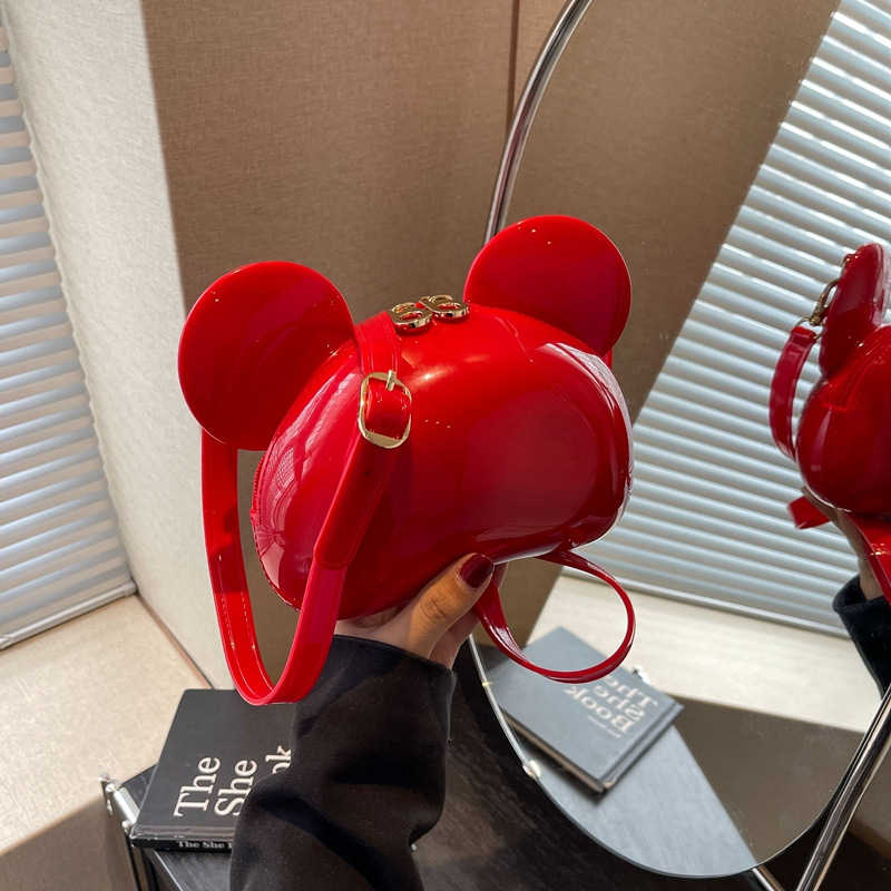 ミニバッグ ねずみ耳光沢ミニショルダーバッグ