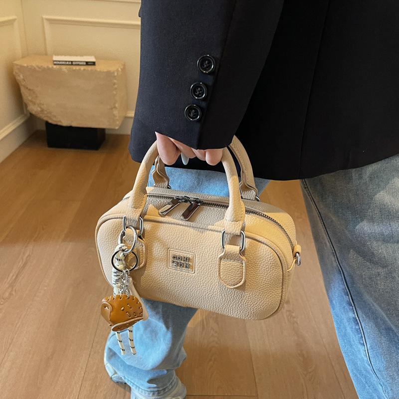 ミニバッグ 型押し合成皮革ボストン型ミニバッグ