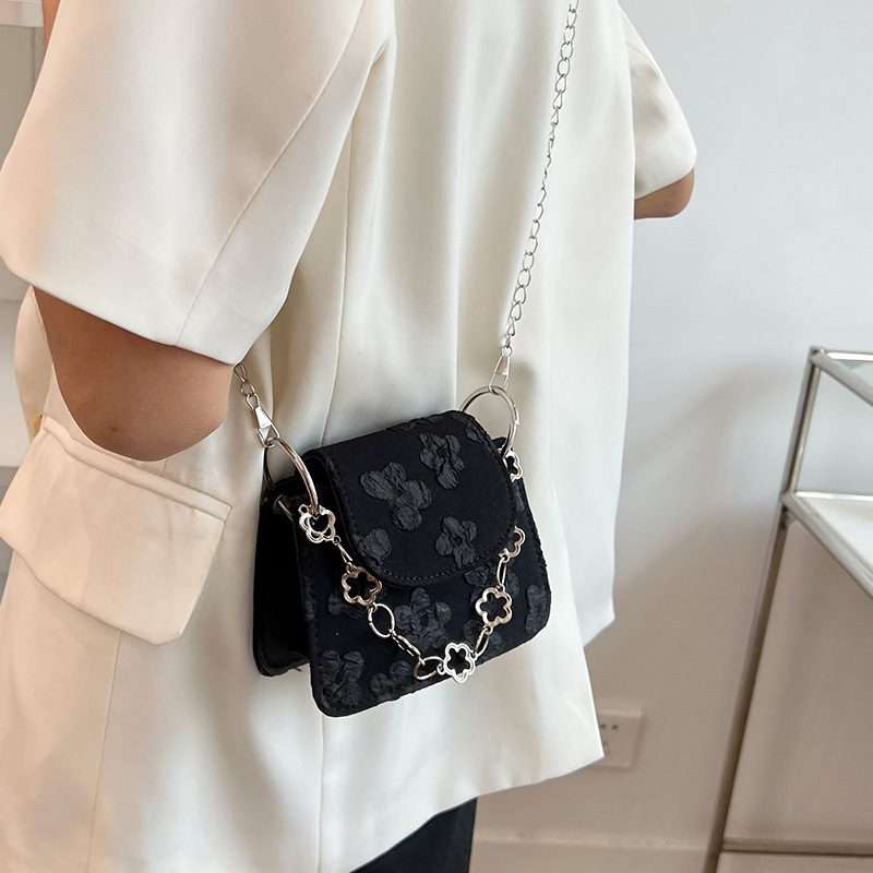 ミニバッグ 花柄刺繍チェーンミニショルダーバッグ