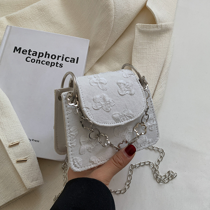 ミニバッグ 花柄刺繍チェーンミニショルダーバッグ