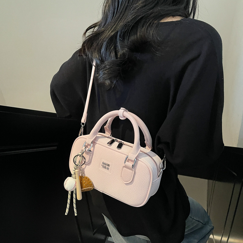 ミニバッグ 型押し合成皮革ボストン型ミニバッグ