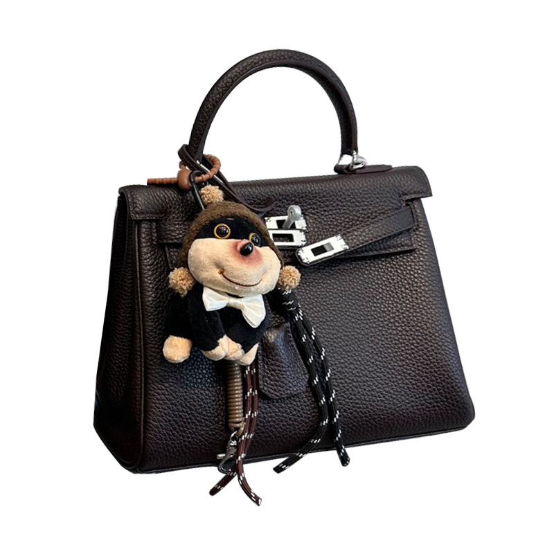 ミニバッグ 金具留め具付きシュリンクレザー調ハンドバッグ