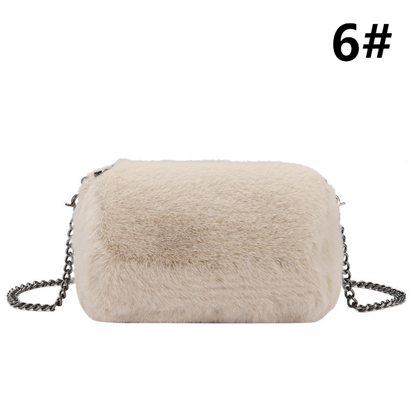 ふわふわエコファーチェーン付きショルダーミニバッグ