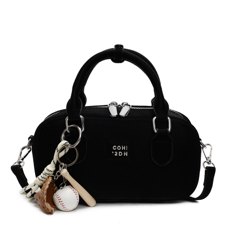 ミニバッグ 型押し合成皮革ボストン型ミニバッグ