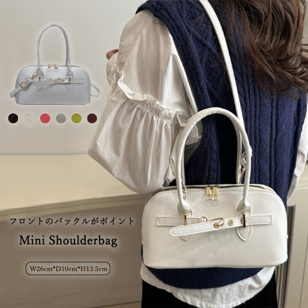 ミニバッグ レディース ミニショルダーバッグ バックル付き レザー調