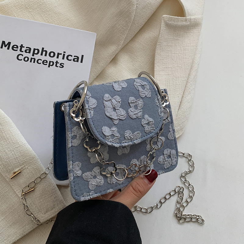 ミニバッグ 花柄刺繍チェーンミニショルダーバッグ