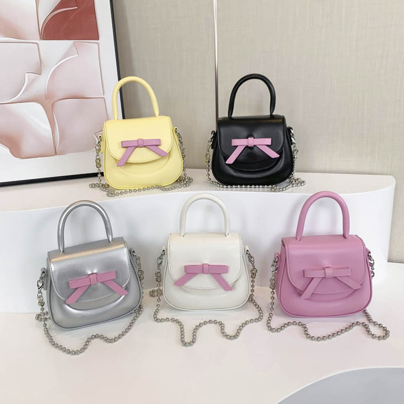 ミニバッグ 子供用リボン付きミニバッグ 5色展開 肩掛けチェーンバッグ