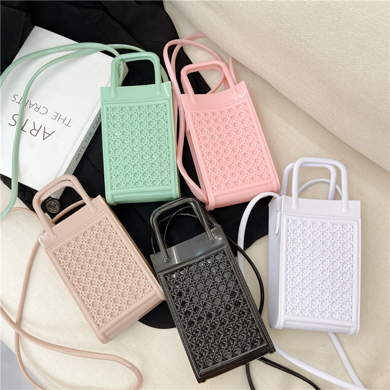 ミニバッグ 透明ゼリー素材携帯電話収納ミニバッグ