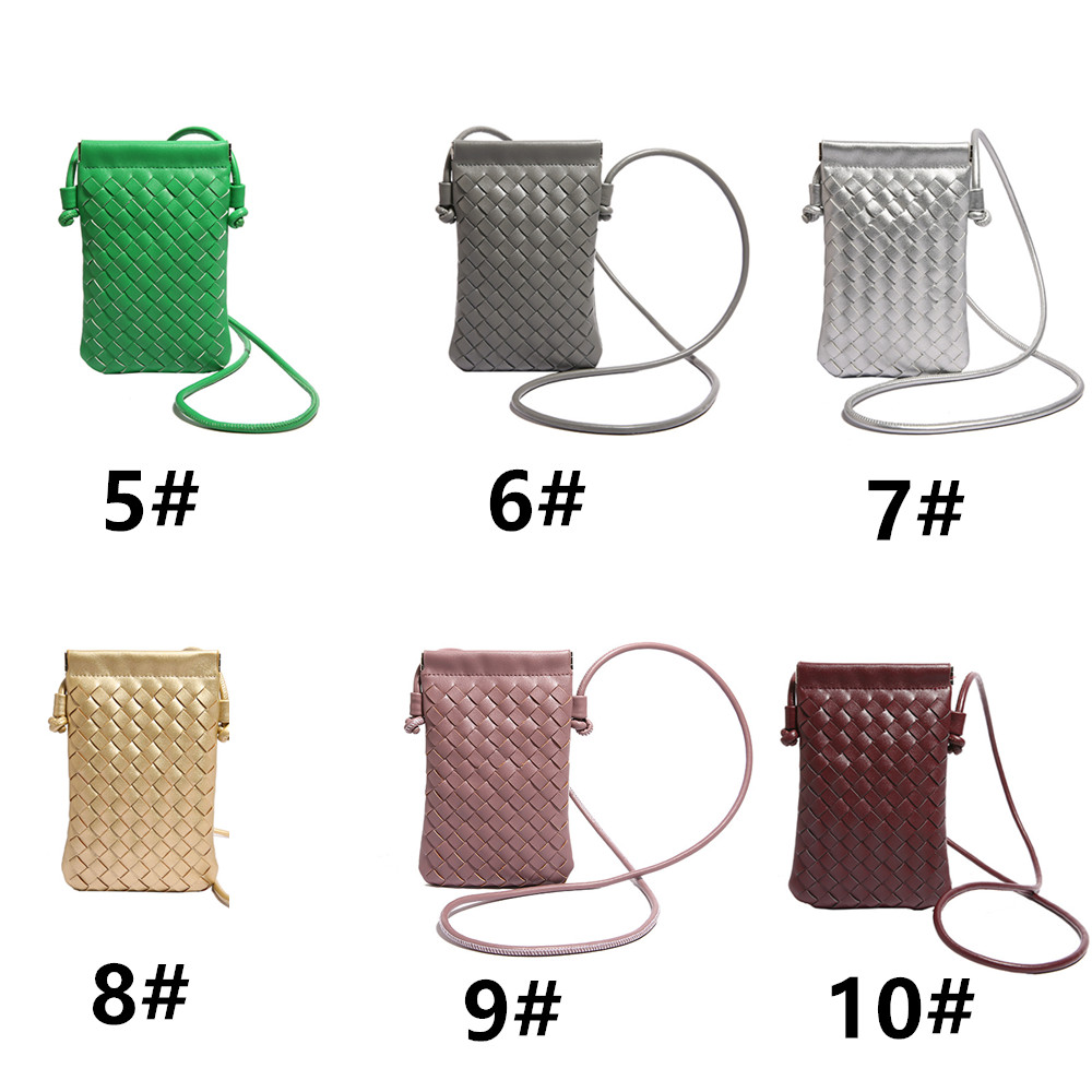 編み込みデザイン縦型ショルダーミニバッグ