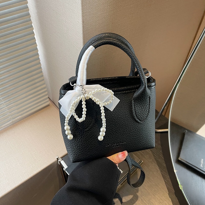 ミニバッグ パール装飾リボン付きレディースミニハンドバッグ