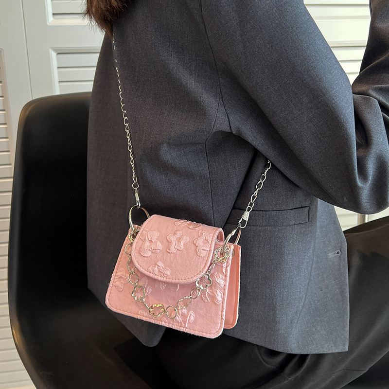 ミニバッグ 花柄刺繍チェーンミニショルダーバッグ