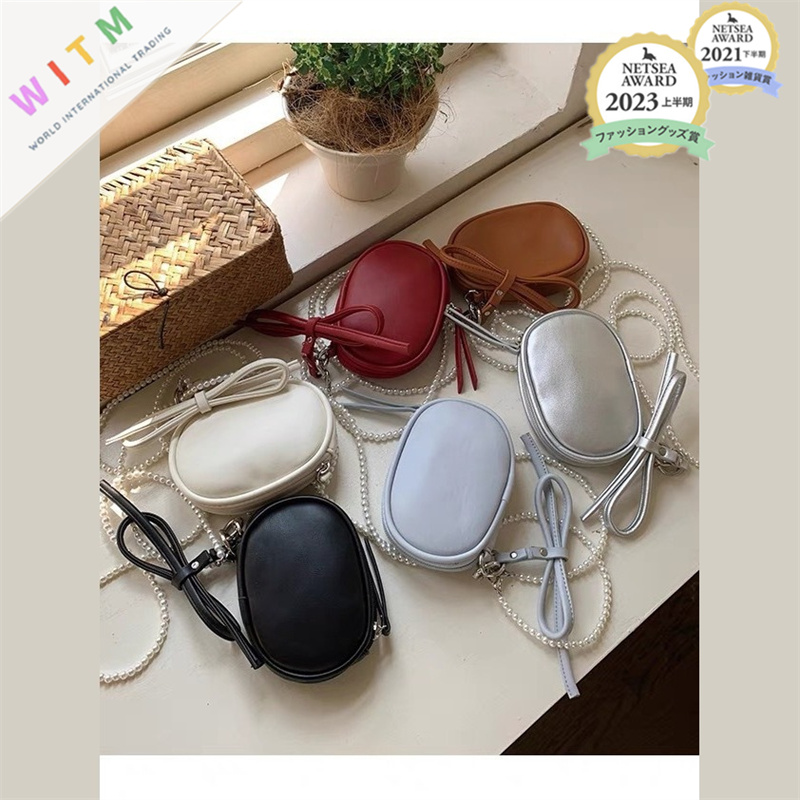 多色展開オーバル型ショルダーミニバッグ小銭入れ付き上品