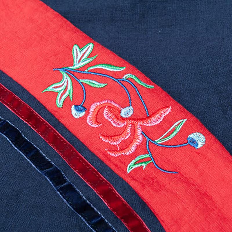 パーティードレス 民族刺繍切替ベスト付きティアードマキシ丈ワンピース