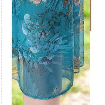 パーティードレス 花柄刺繍レース半袖ミディ丈ワンピース