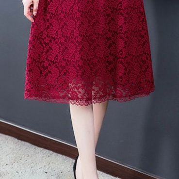 パーティードレス 裏起毛総レース長袖ミモレ丈ワンピース