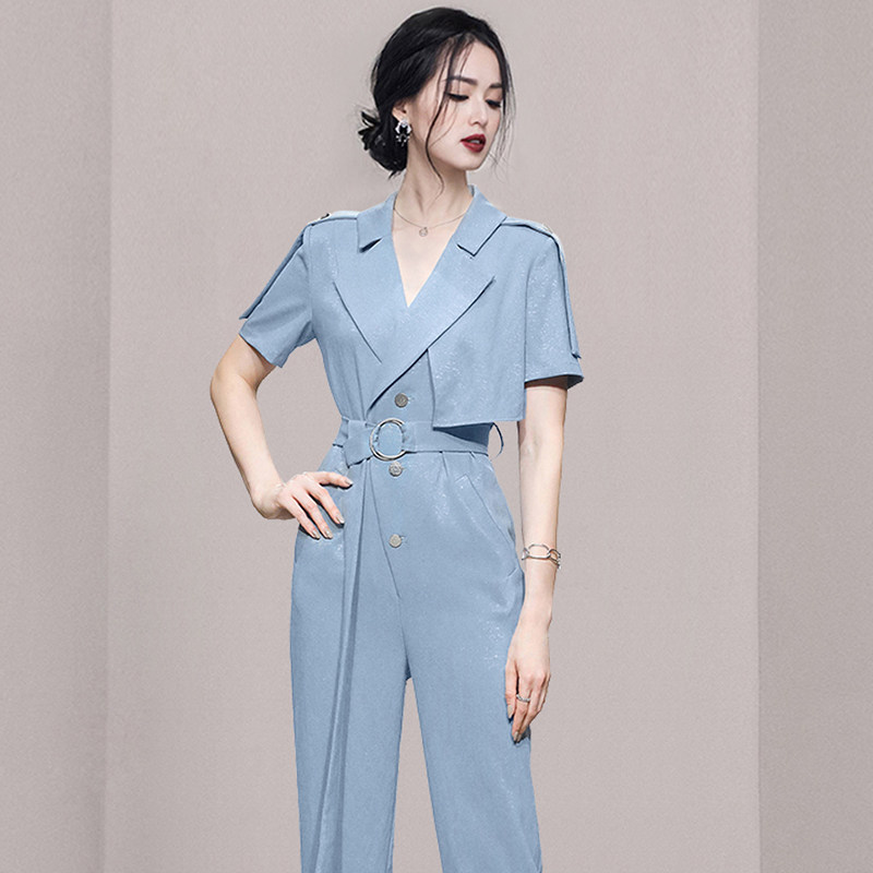 パーティードレス テーラードジャケット風半袖パンツセットアップ