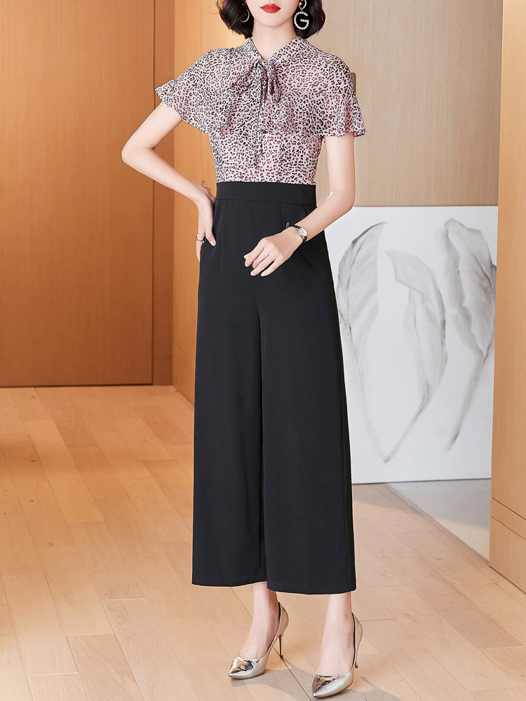 パーティードレス ボウタイブラウス×ワイドパンツのエレガントセットアップ