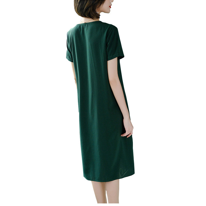 パーティードレス ビジュー刺繍が華やぐ半袖膝丈ワンピース