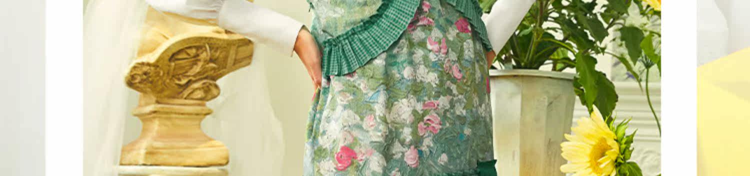 パーティードレス 花柄レース切替プリーツフリルベスト付きワンピース