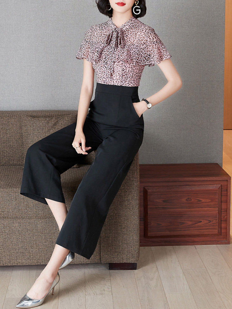 パーティードレス ボウタイブラウス×ワイドパンツのエレガントセットアップ