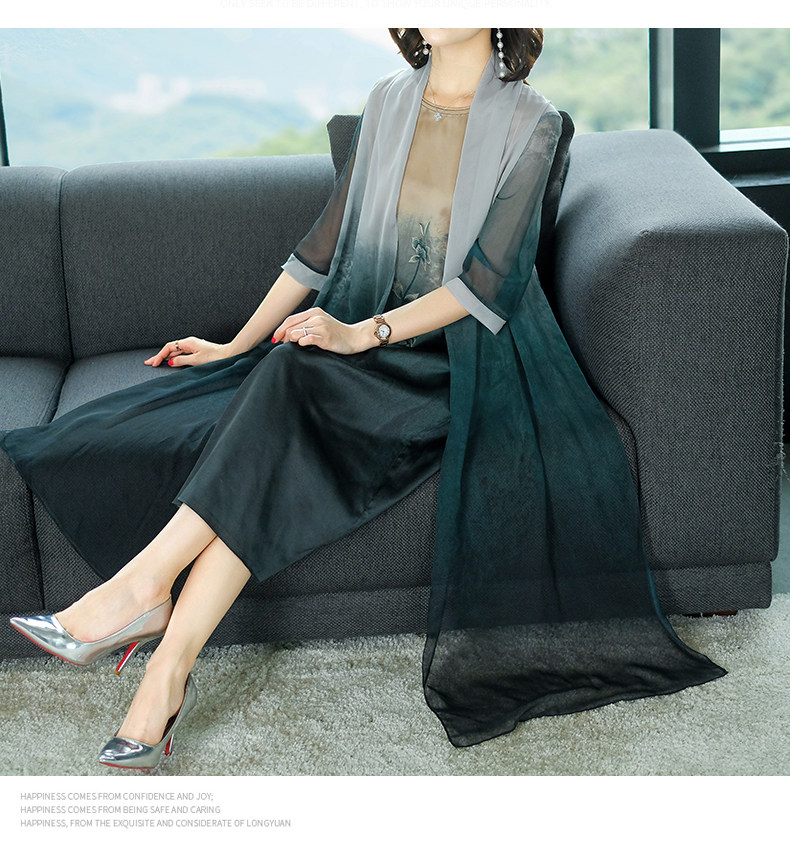 パーティードレス シフォンショール付き花刺繍ミディ丈ワンピース