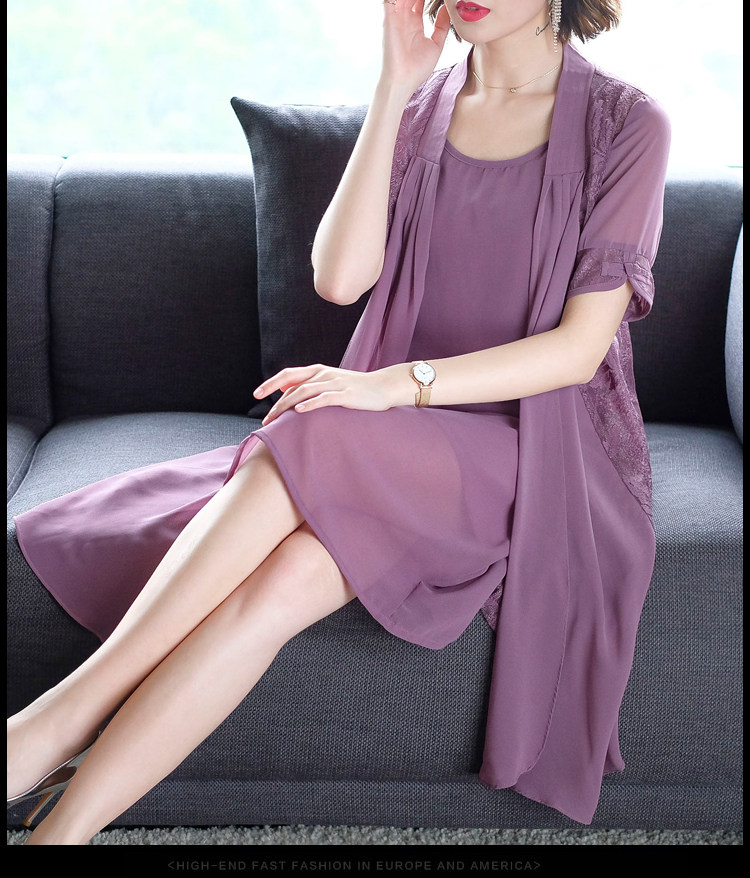 パーティードレス レース刺繍羽織付き上品膝丈ワンピース