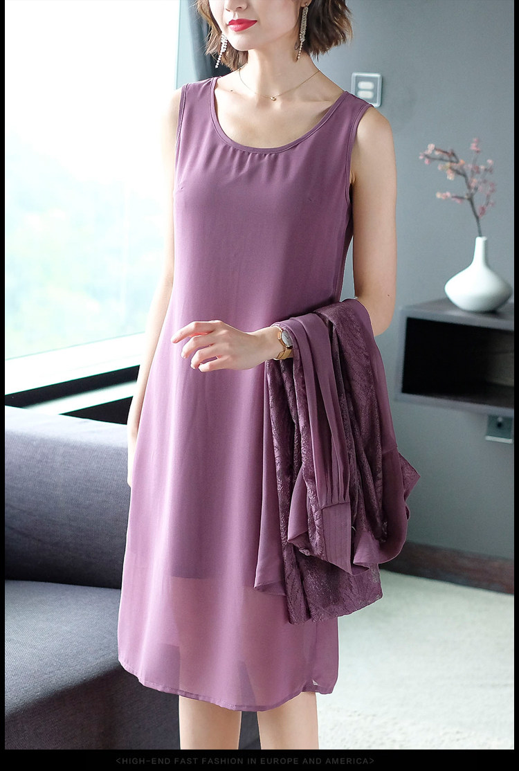 パーティードレス レース刺繍羽織付き上品膝丈ワンピース