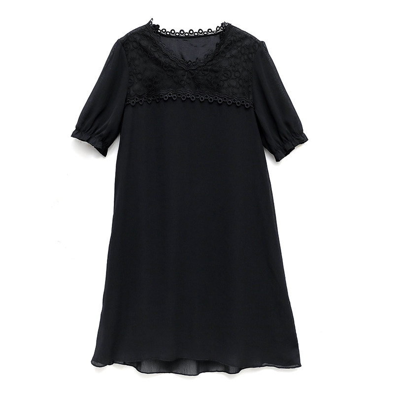 パーティードレス レース襟パフスリーブ膝丈ワンピース