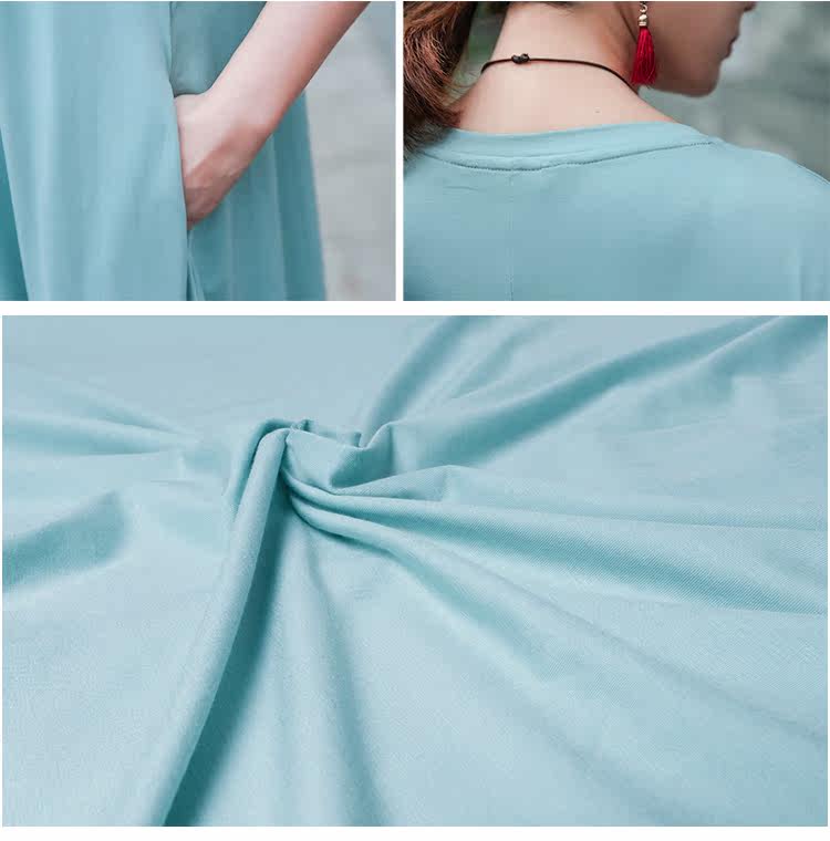 パーティードレス ゆったり半袖Vネックミディ丈ワンピース