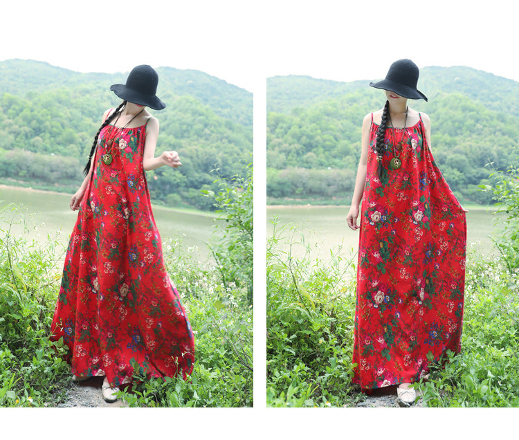 パーティードレス 華やか花柄ノースリーブマキシ丈ワンピース