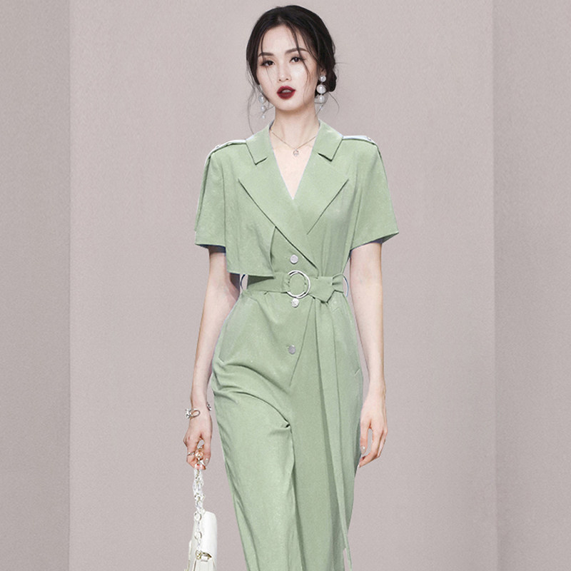 パーティードレス テーラードジャケット風半袖パンツセットアップ