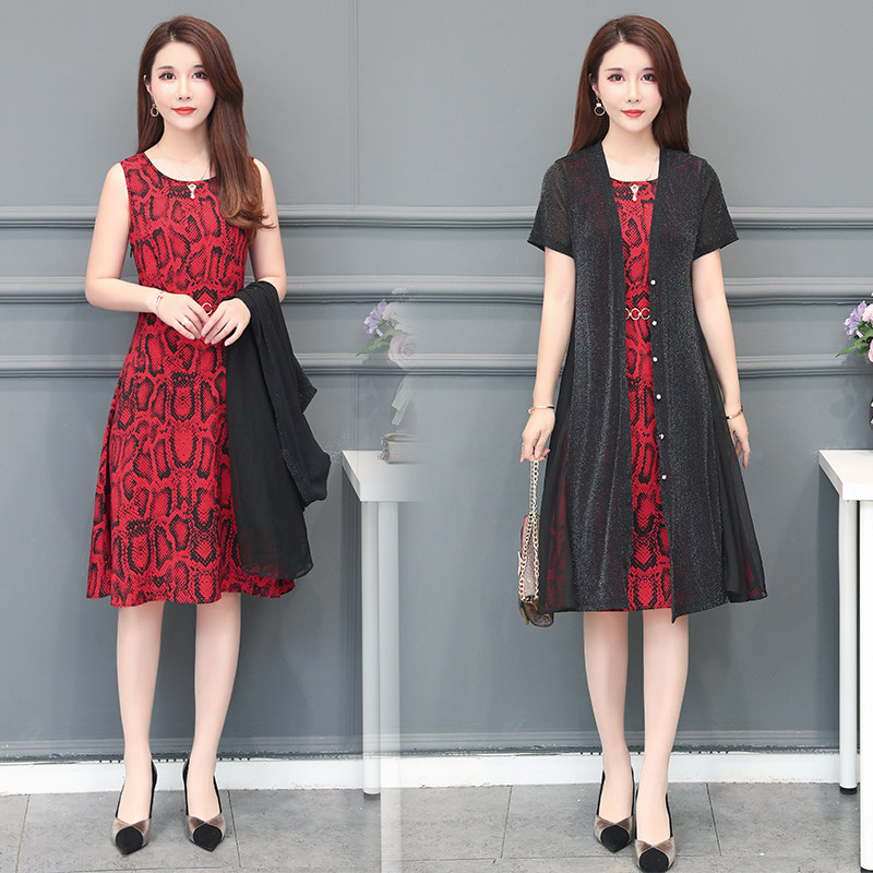 パーティードレス レース柄総柄ワンピースとシアーカーディガンセット